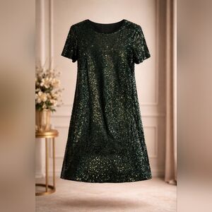 In Bloom Emerald Green Sequin Dress
